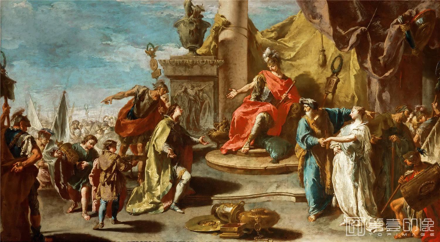 油画-卢浮宫-Giovanni Battista Pittoni the Younger (1687-1767)-Continence of Scipio-0761
